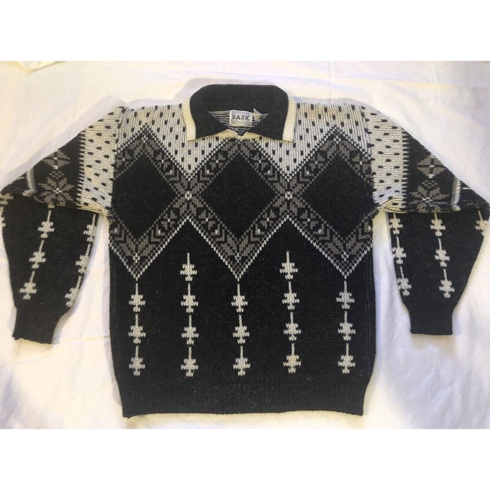 BASK superior wearing apparel pullover mens sweater Sz M, Made In Korea